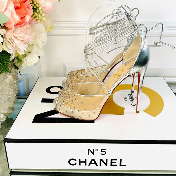 Christian Louboutin MAIA LABELLA ALTA 120 Rete/Glitter Stiletto Pump 36IT - Picture 7 of 14